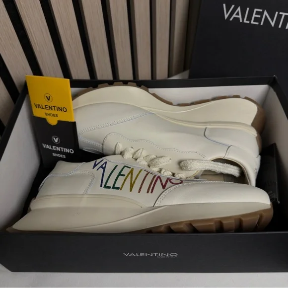 Valentino Women's White Sneakers with Multicolor Logo - Picture 5 of 6